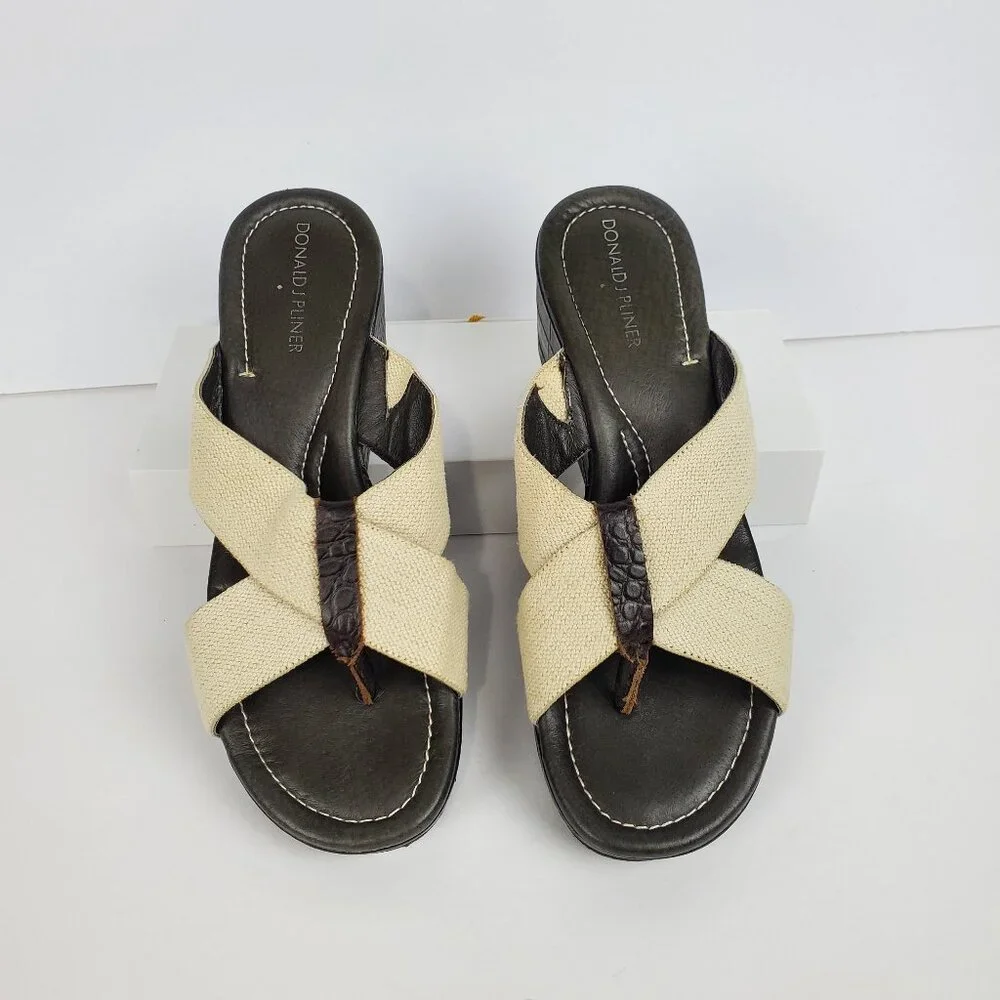 Donald J Pliner Shina Slip-On Slide-On Platform Wedge Sandals Size 8M
